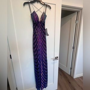 Multicolor Form Fitting Sequins Gown - Brand New - never worn. Size 2